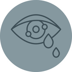 Crying Grey Line Circle Icon