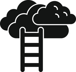 Ladder to cloud icon simple vector. Success goal. Moving up strategy