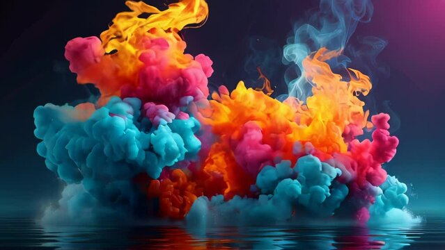 Vivid clouds of smoke in a dynamic, abstract display. Generative AI Video. ProRes LT 59.94 FPS is available in 4K 16:9.