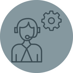 It Support Grey Line Circle Icon