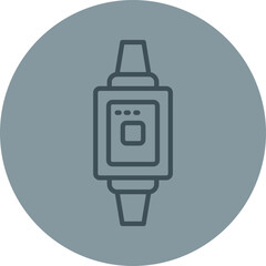 Smart Watch Grey Line Circle Icon