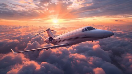 Elegant Flight At Sunset: Business Travel Elevated. Concept Business Travel, Sunset Photography, Flight Scenes, Elegant Poses