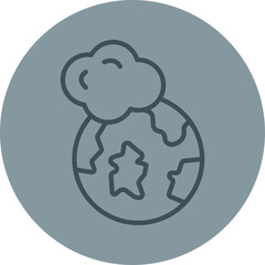 Earth Grey Line Circle Icon