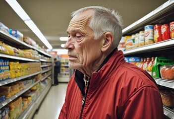 sad expression of a poor elderly man image 
