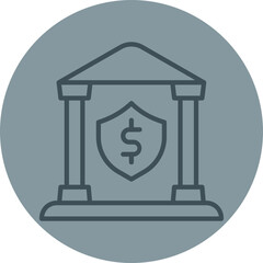 Bank Security Grey Line Circle Icon