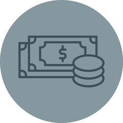 Cash Grey Line Circle Icon