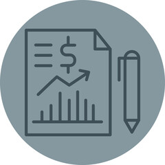 Business Report Grey Line Circle Icon
