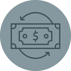Cash Flow Grey Line Circle Icon