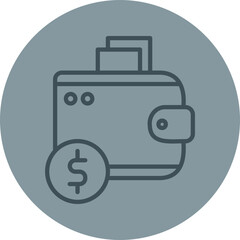 Wallet Grey Line Circle Icon