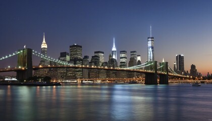 Fototapeta na wymiar New York downtown buildings at night