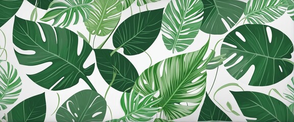 White green geometric floral leaves  in bright colours 
