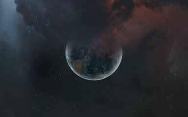 3D illustration of Earth in deep space. High quality digital space art in 5K - realistic visualization
