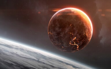 3D illustration of planets in deep space. High quality digital space sci-fi art in 5K - realistic visualization - 786627051