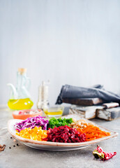 grated vegetables: carrot, beetroot, cabbage and other vegetables