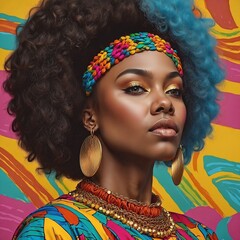 Afro Amerikaner mit bunten Farben. Generative AI Technologie