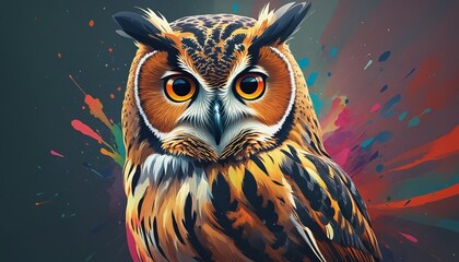 Abstract animal Owl in bright colours 