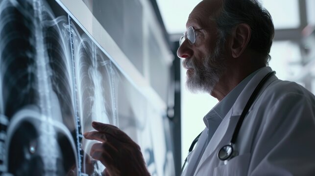 Intelligent physician examining x ray findings