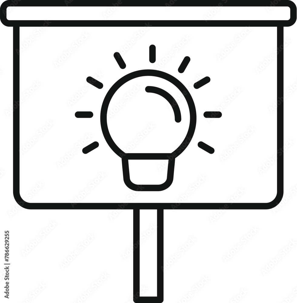 Poster new idea bulb on banner icon outline vector. meeting presentation. course lecture