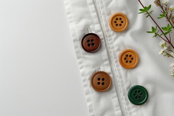 Sustainable Fashion Concept on World Environment Day: Eco-Friendly White Organic Cotton Shirt with Natural Buttons