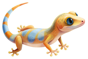 Naklejka premium Cartoon style illustration of gecko isolated on transparent background