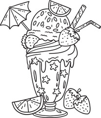 Ice Cream Shake Isolated Coloring Page for Kids