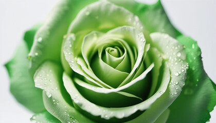 Green rose on white background - Generative AI.