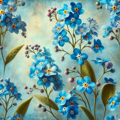 Seamless patterns of forget-me-not flowers. - 786630226