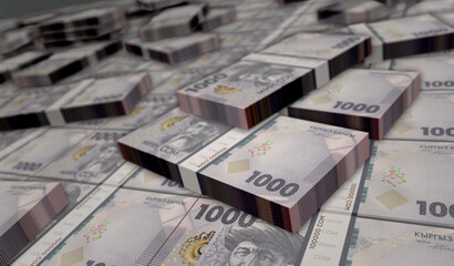 Kyrgyzstan som money banknotes print 3d illustration