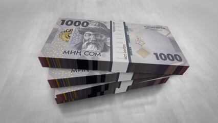 Kyrgyzstan som money banknotes pack 3d illustration