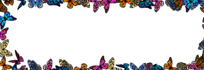 Background frame with butterflies. hand drawing. Not AI, Vector illustration