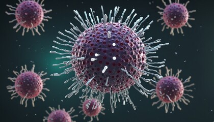 Virus on  scientific background in bright colours 