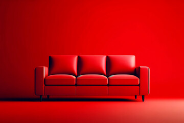 red leather sofa on a red background
