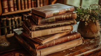 Books arranged on a table, representing the fundamentals of education.