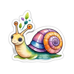 Cute snail sticker. No background.