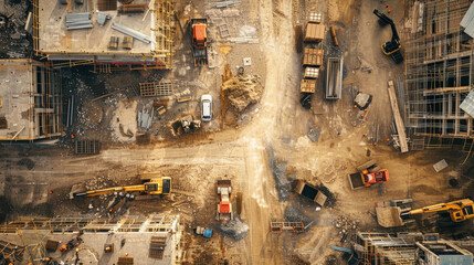 Contractor concept. Aerial view. Text space available.