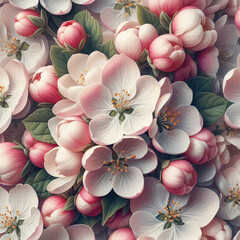 Seamless apple blossom patterns. - 786632807