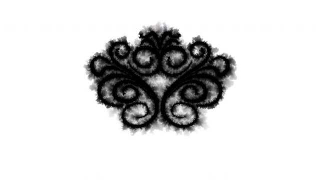 Organic ink ornamental patterns of black ink on white background 2
