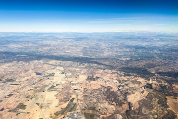 Aerial view over a dry land