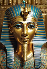 Tutankhamen Pharaoh in bright colours  - obrazy, fototapety, plakaty