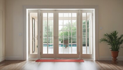 French doors to patio in bright colours 
