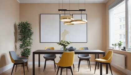 Mock up poster in modern dining room in Bright Colours 