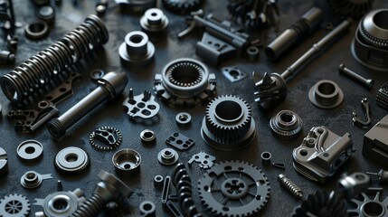 a bunch of different types of gears on a table - Powered by Adobe