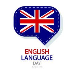English Language Day dialog box and flag, vector art illustration.
