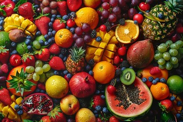 a bunch of different fruits and vegetables together