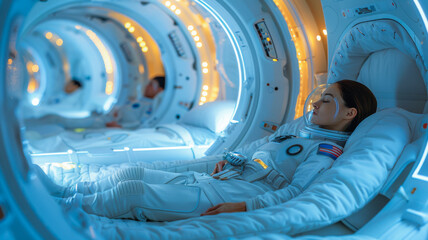 Astronauts in Sleep Pods - obrazy, fototapety, plakaty