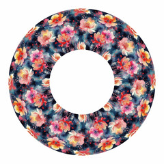 circle floral background, frame with flowers, original decorative element