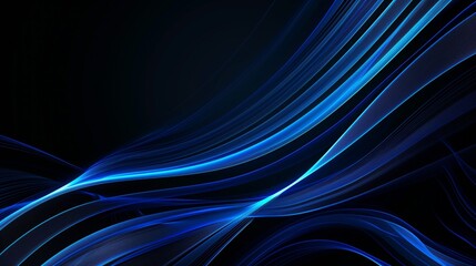 Blue neon background stripes waves dark abstract digital speed connectivity - obrazy, fototapety, plakaty