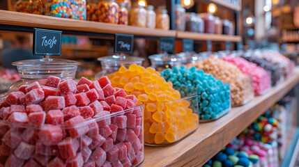 Candy Shop.  Tasty Snacks and Sweets - obrazy, fototapety, plakaty