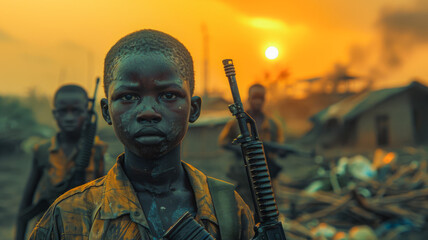 Child Soldiers at Sunset