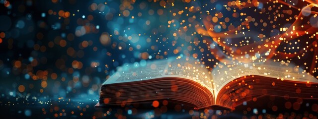 Modern digital book for learning in digital futuristic style. AI generated image